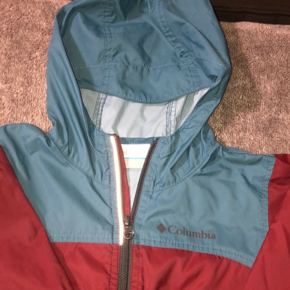 Kids Columbia rain jacket blue and burgundy size xxs 4/5 - Picture 2 of 3